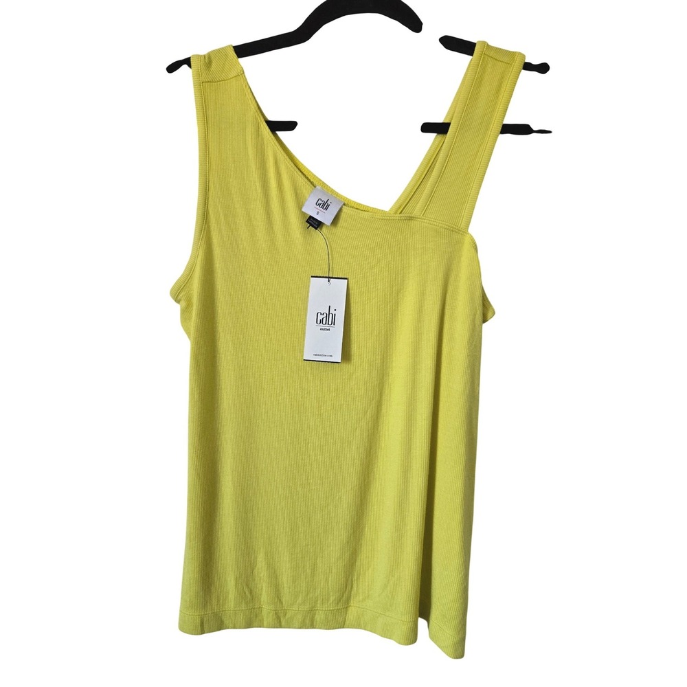 NWT Cabi Radiant Tank 6354 Yellow Asymmetric Ribbed Knit Sleeveless Top Small